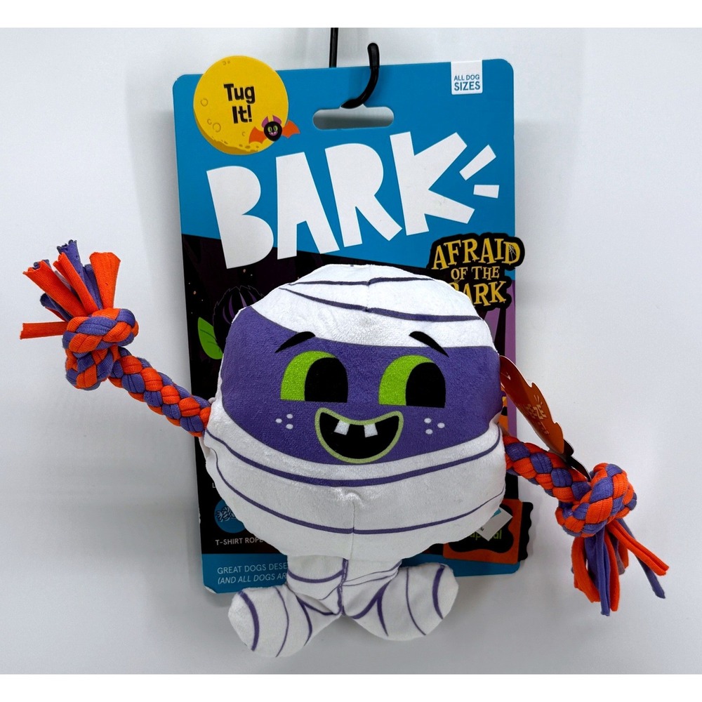 Bark Little Wrapscal Mummy Halloween Dog Toy Rope Squeaky